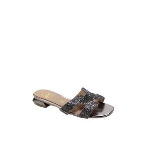 Exe Womens Leather Jeweled Slide On Sandals Silver Size 36 6
